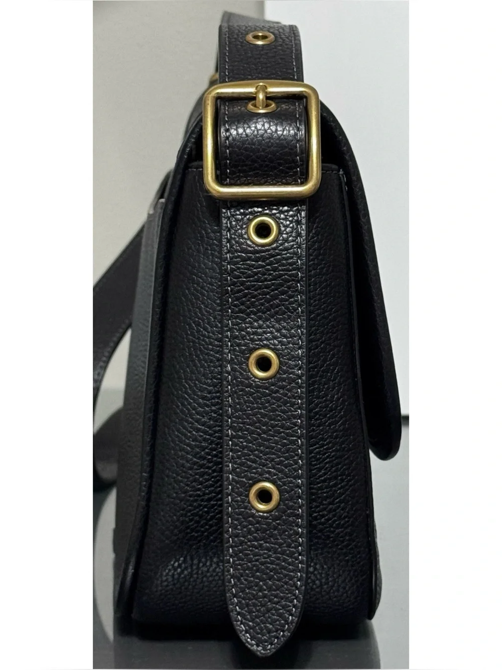 COACH Rambler BLACK Pebble Leather Crossbody Bag - Picture 7 of 15